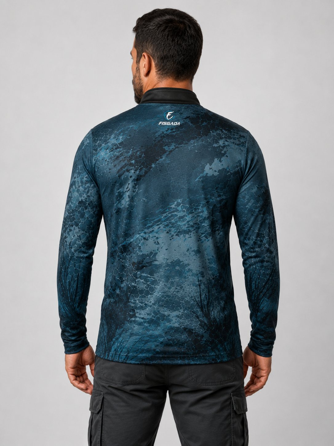 Camisa de Pesca Dourado do Mar Azul UV50+ Manga Longa — costas