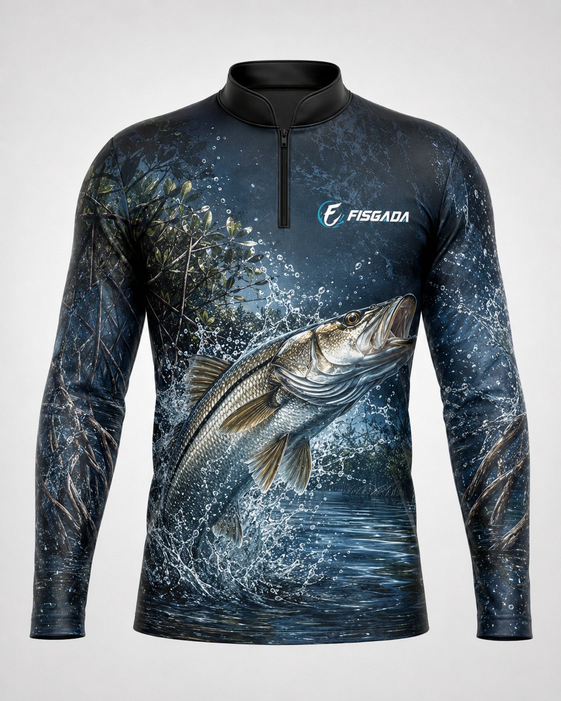 Camisa de Pesca Robalo Investida UV50+ Manga Longa — detalhe da estampa