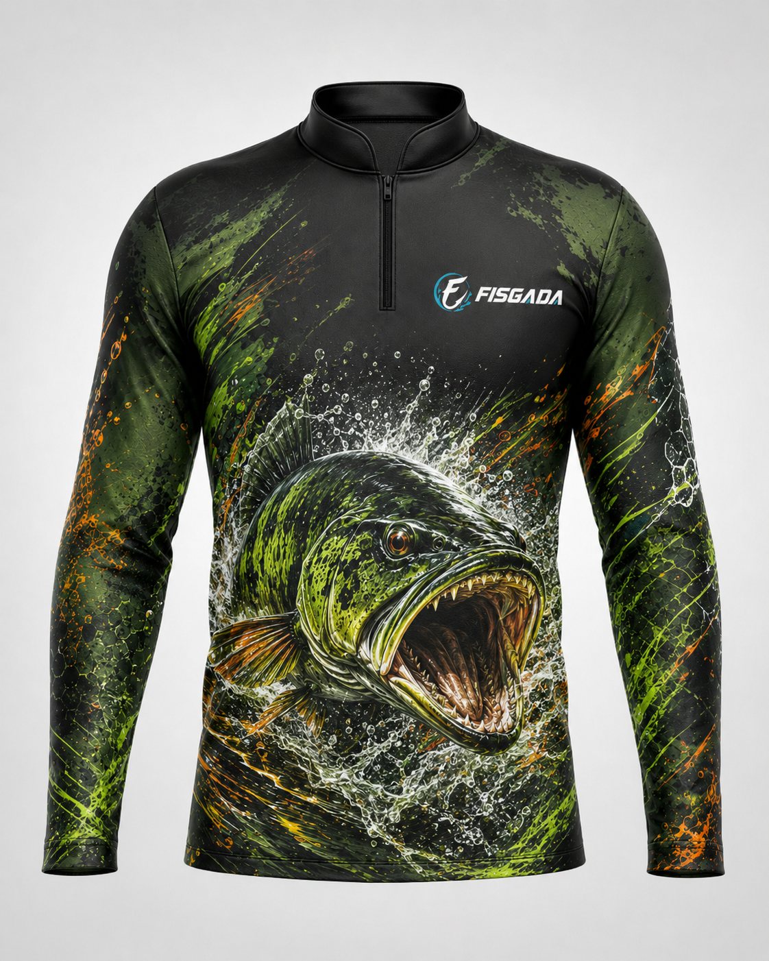 Camisa de Pesca Tucunaré Ataque UV50+ Manga Longa — detalhe da estampa