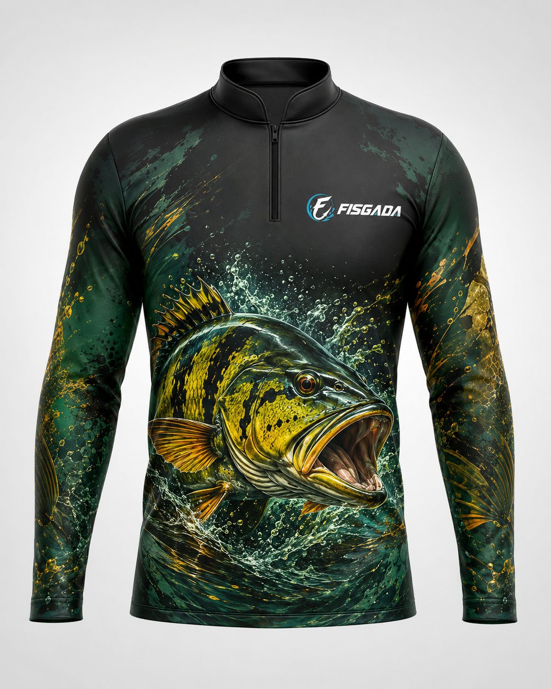 Camisa de Pesca Tucunaré Selvagem UV50+ Manga Longa — detalhe da estampa