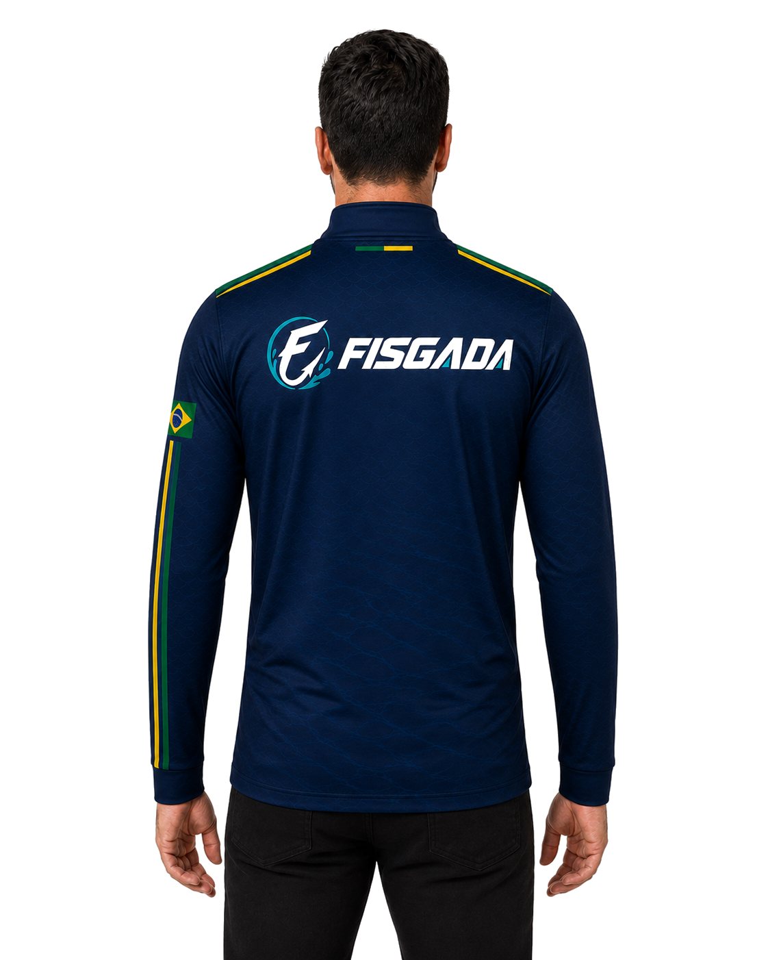 Camisa de Pesca Fisgada Team Azul Marinho UV50+ Manga Longa — costas