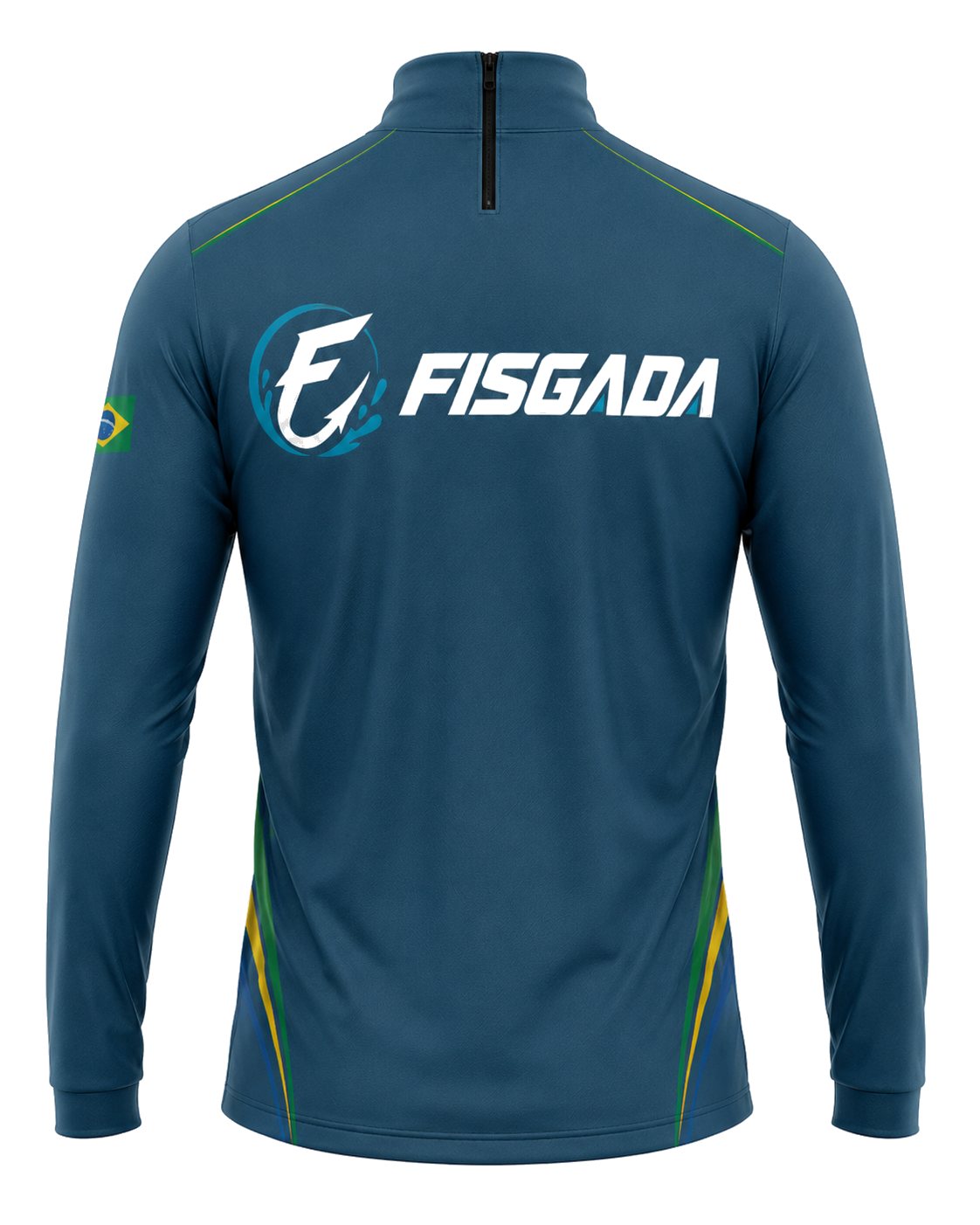Camisa de Pesca Fisgada Team Azul Marinho UV50+ Manga Longa — detalhe