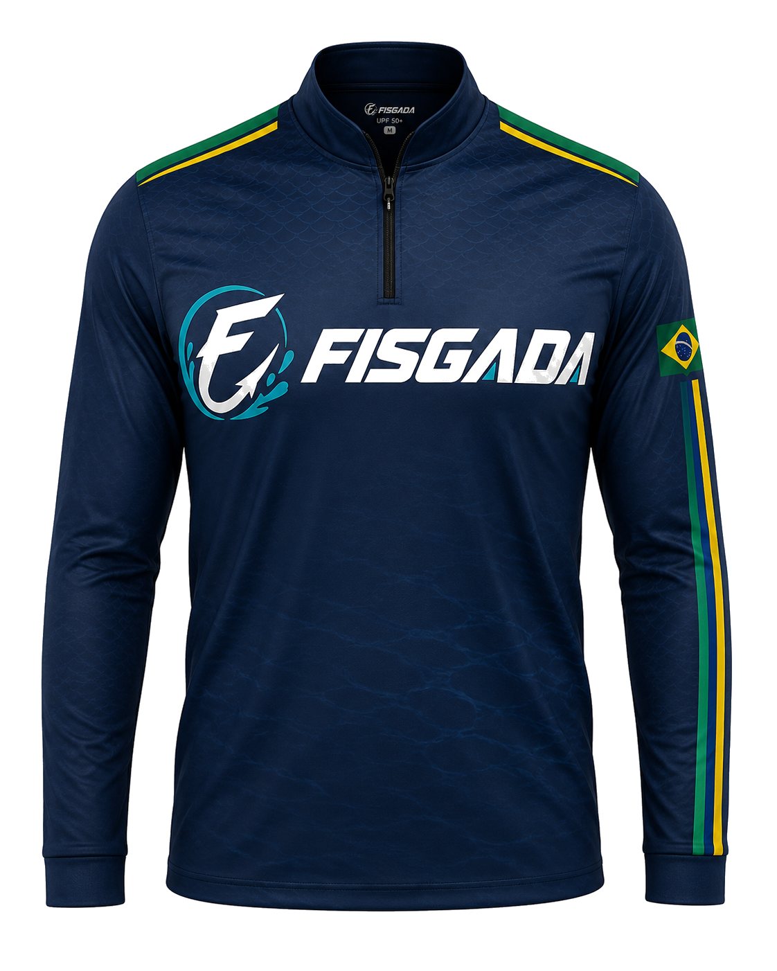 Camisa de Pesca Fisgada Team Azul Marinho UV50+ Manga Longa — frente