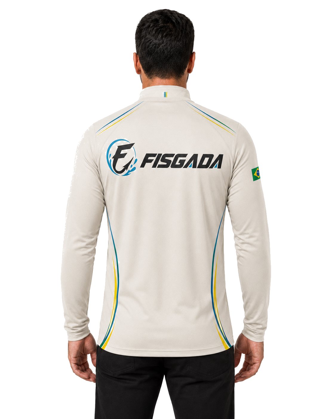Camisa de Pesca Fisgada Team Branca UV50+ Manga Longa — costas