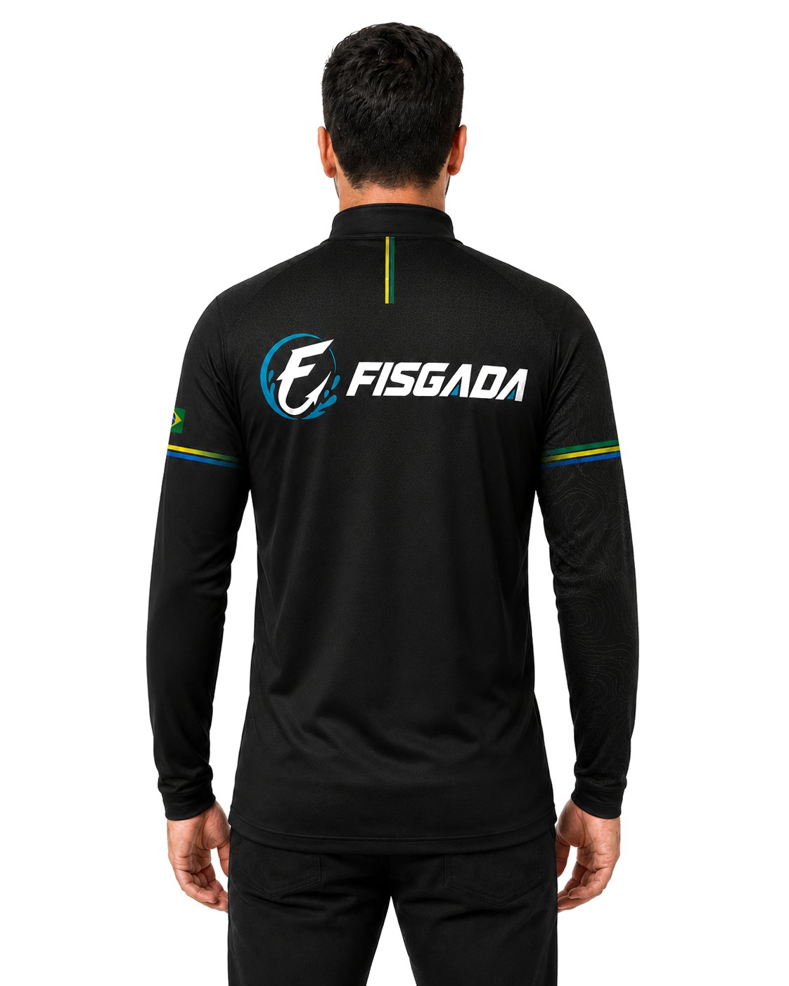Camisa de Pesca Fisgada Team Preta UV50+ Manga Longa — costas