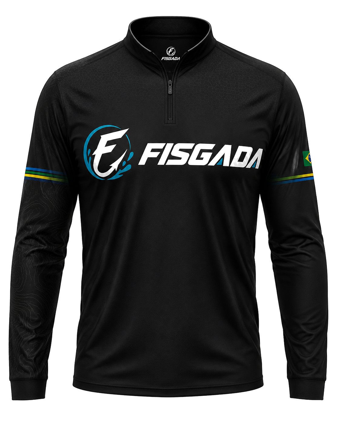 Camisa de Pesca Fisgada Team Preta UV50+ Manga Longa — frente