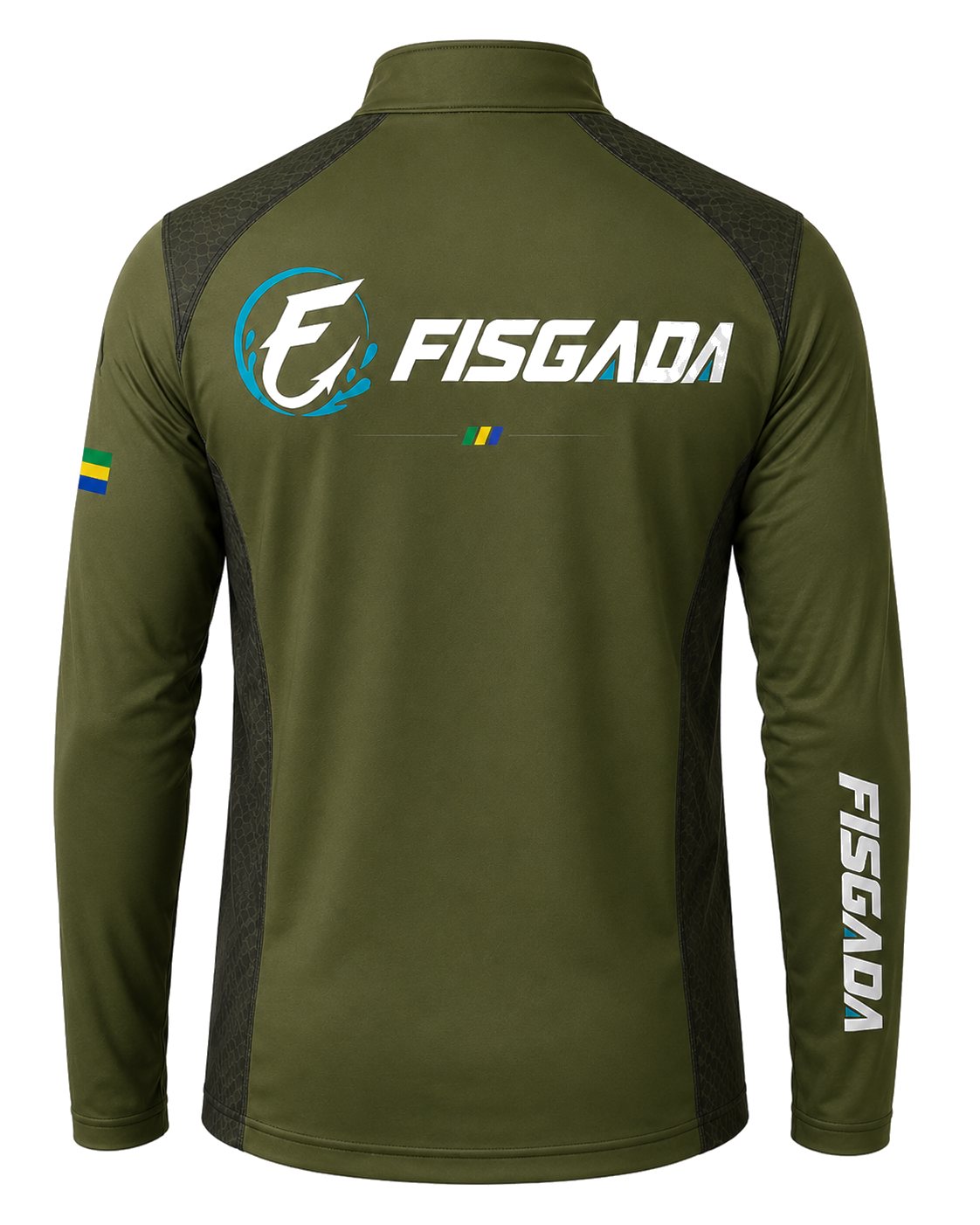 Camisa de Pesca Fisgada Team Verde Militar UV50+ Manga Longa — detalhe
