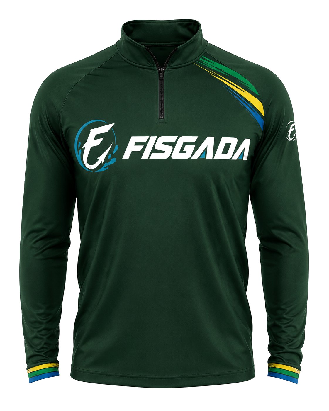 Camisa de Pesca Fisgada Team Verde Musgo UV50+ Manga Longa — frente