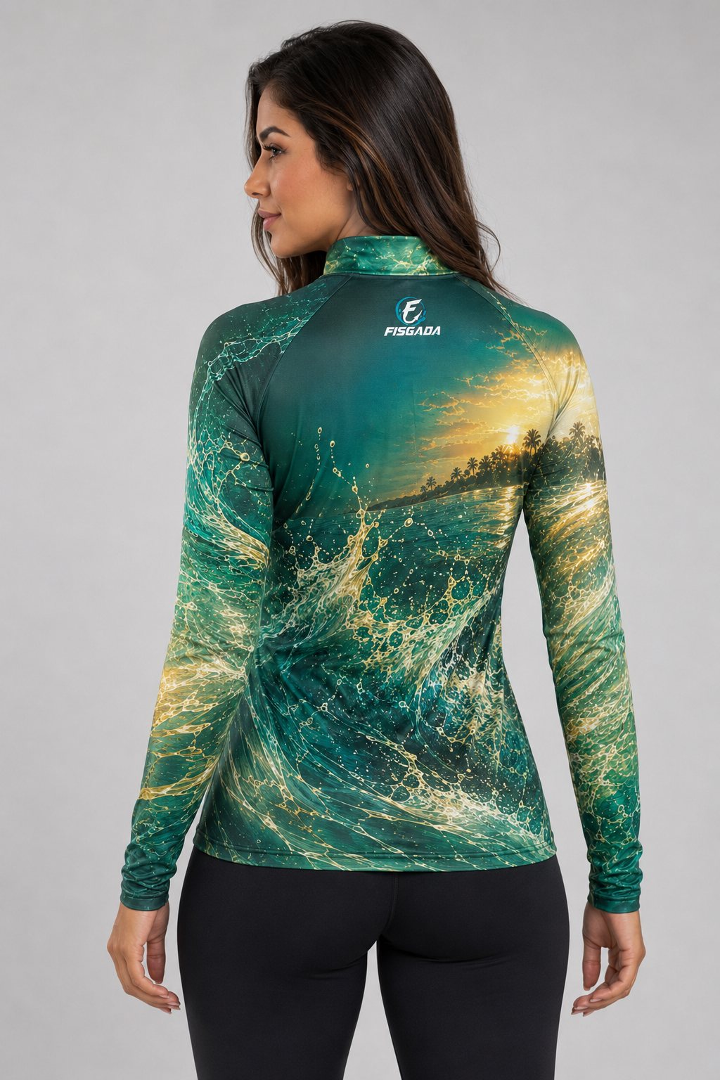 Camisa de Pesca Feminina Tucunaré Tropical UV50+ Manga Longa — costas