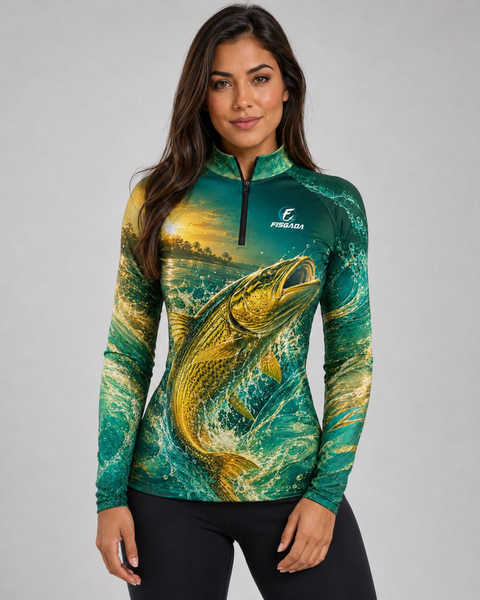 Camisa de Pesca Feminina Tucunaré Tropical UV50+ Manga Longa
