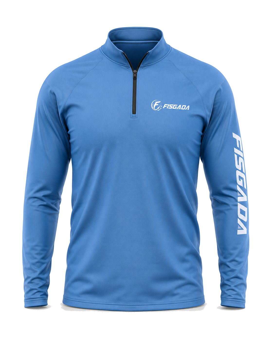 Camisa de Pesca Lisa Azul Celeste UV50+ Manga Longa — frente