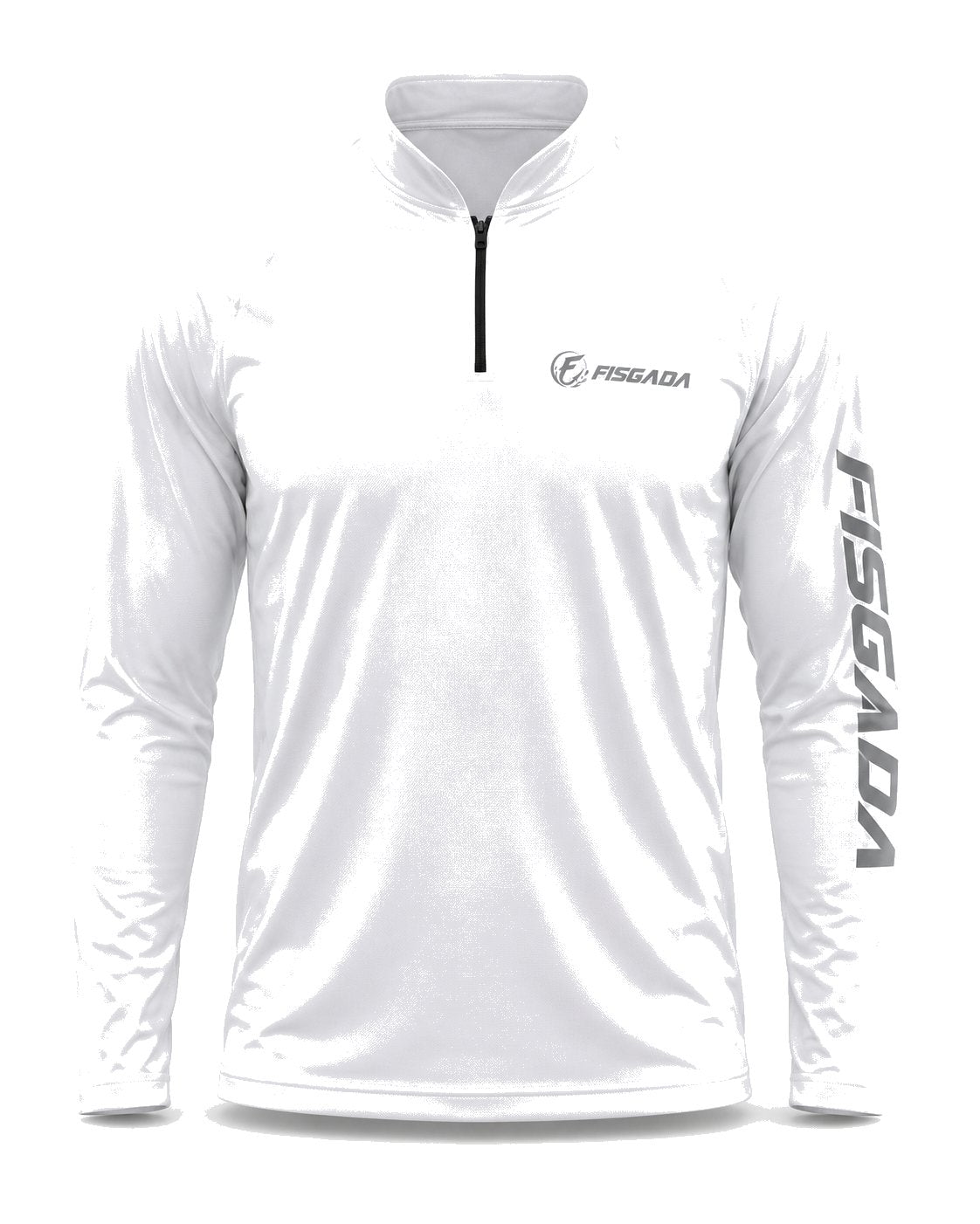Camisa de Pesca Lisa Branca UV50+ Manga Longa — frente