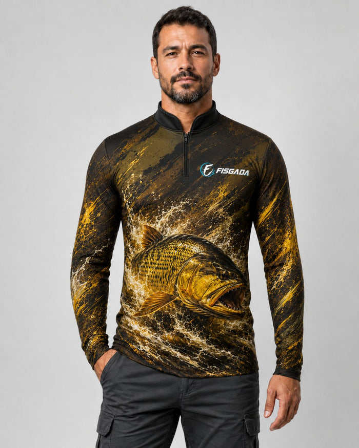 Camisa de Pesca Dourado Real UV50+ Manga Longa
