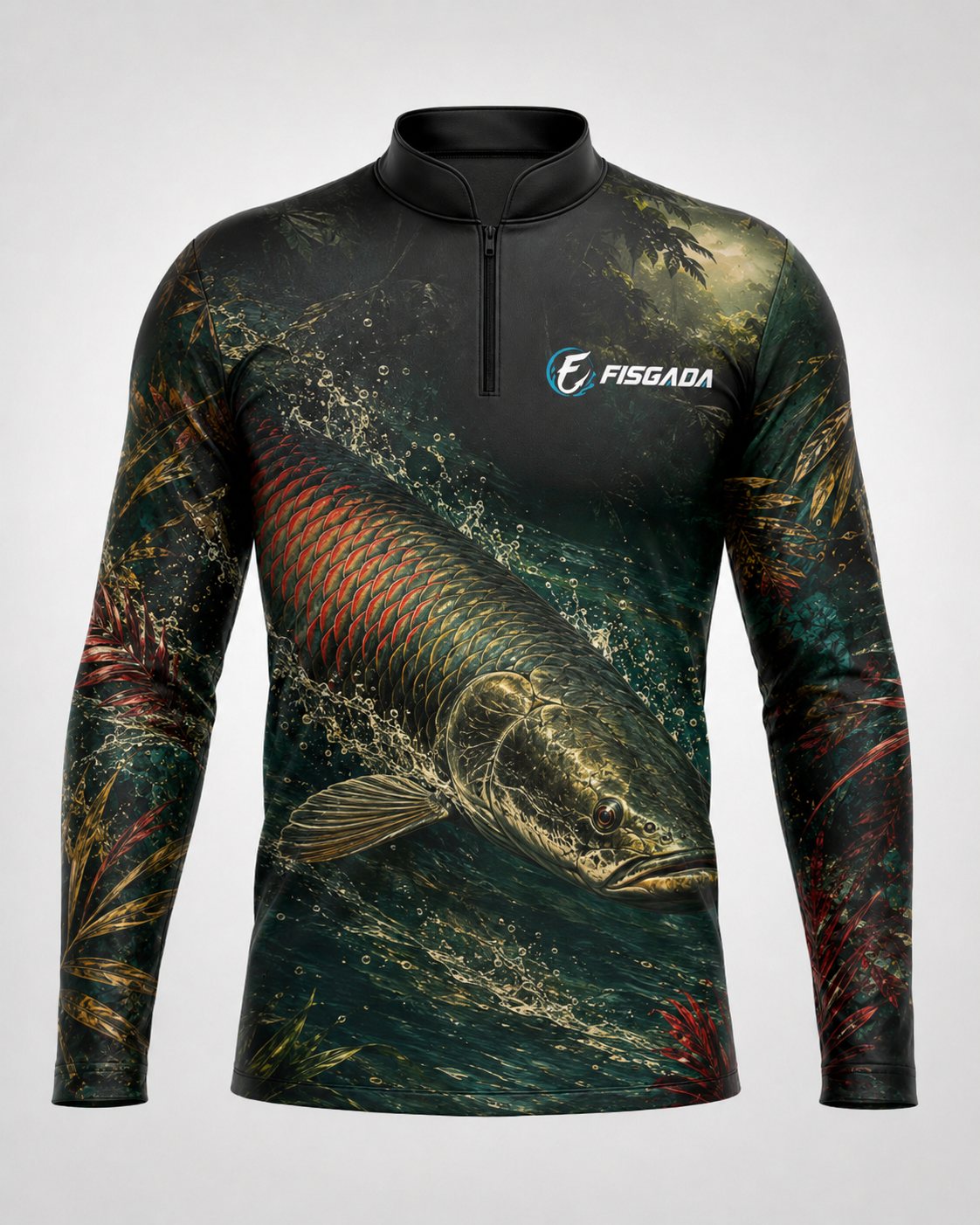 Camisa de Pesca Traíra da Mata UV50+ Manga Longa — detalhe da estampa