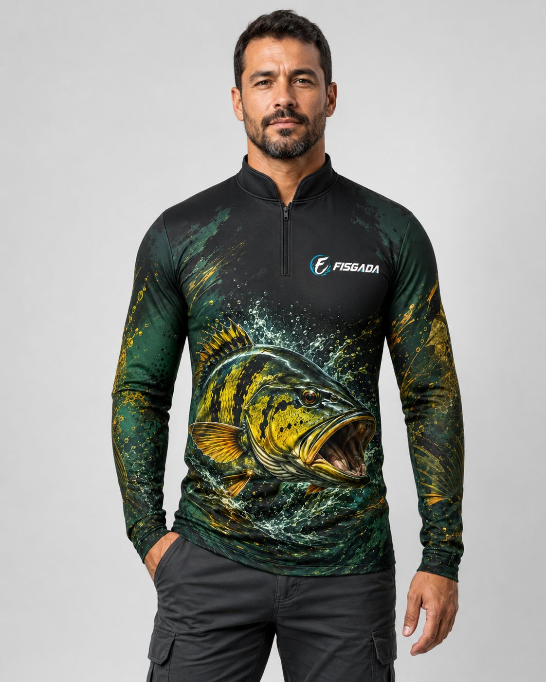 Camisa de Pesca Tucunaré Selvagem UV50+ Manga Longa — frente