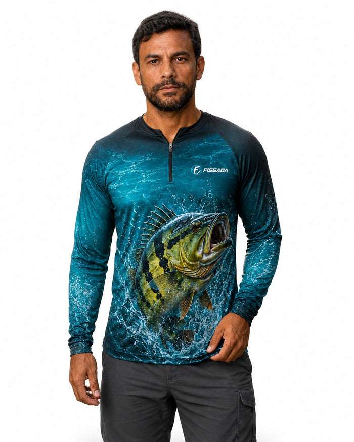 Camisa de Pesca Tucunaré Azul UV50+ | Fisgada