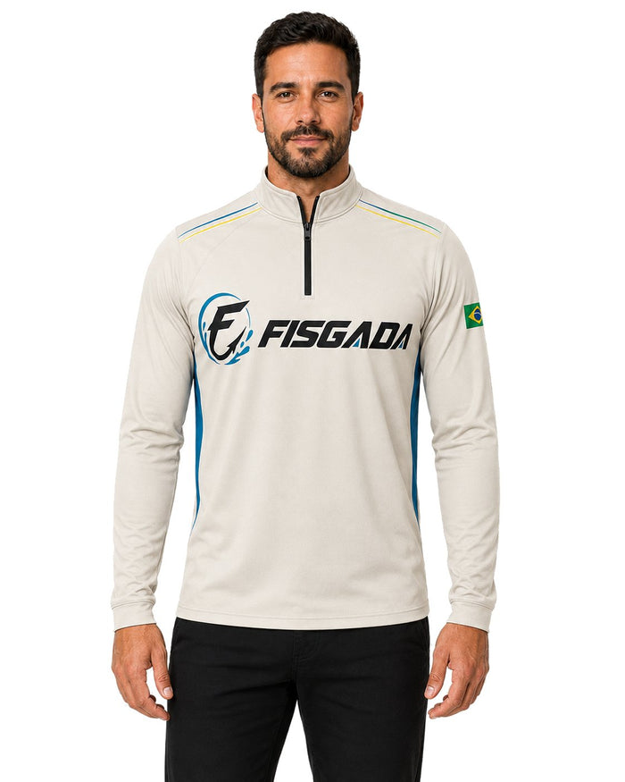Camisa de Pesca Fisgada Team Branca UV50+ Manga Longa