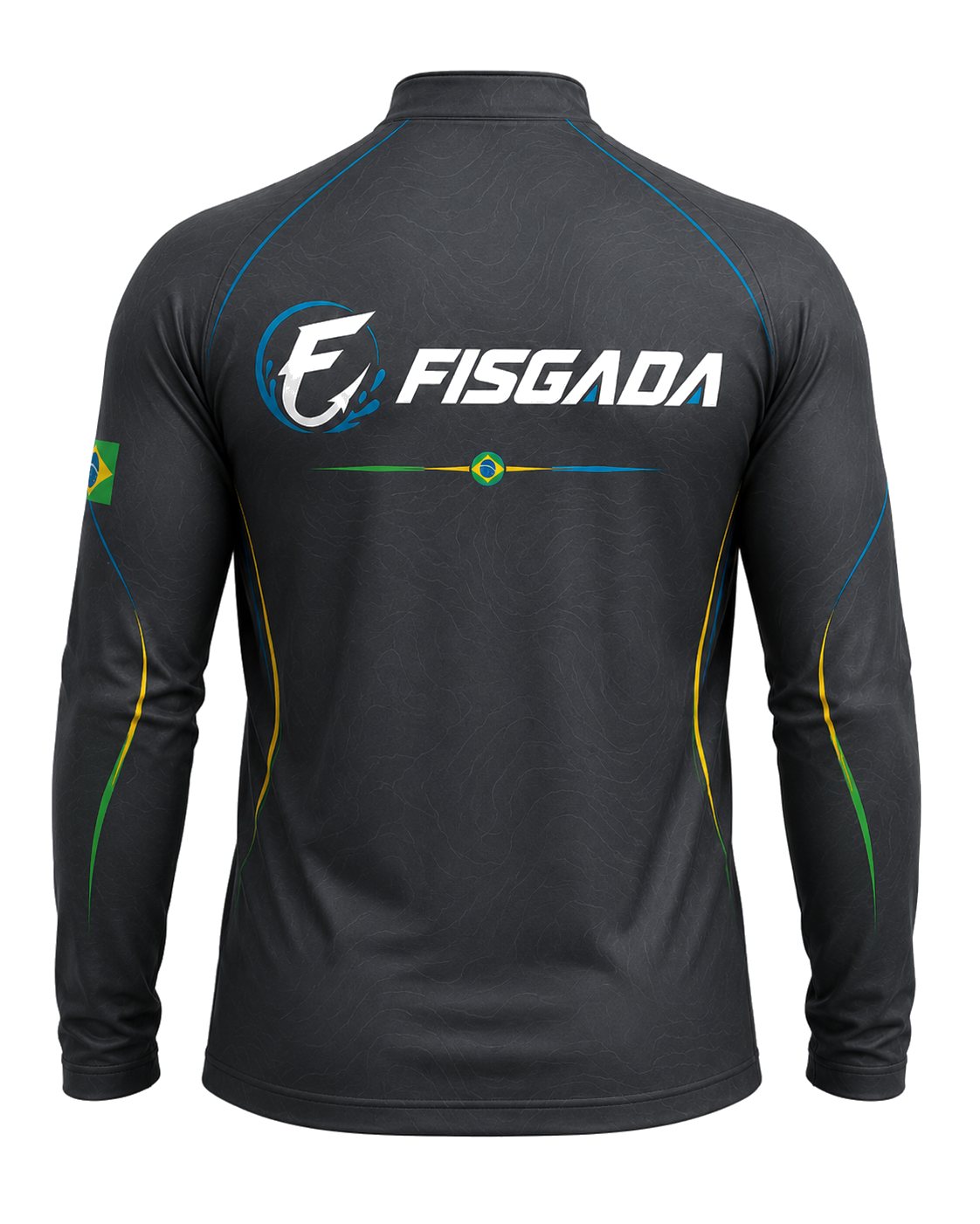 Camisa de Pesca Fisgada Team Preta UV50+ Manga Longa — detalhe