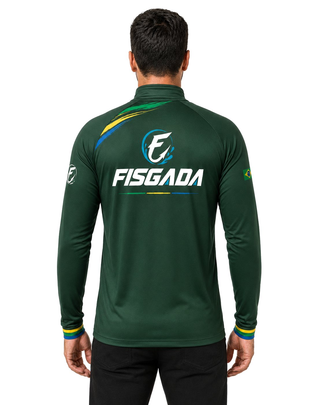 Camisa de Pesca Fisgada Team Verde Musgo UV50+ Manga Longa — costas