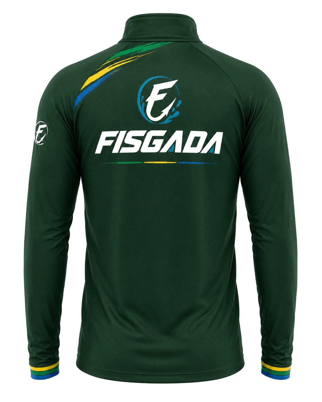 Camisa de Pesca Fisgada Team Verde Musgo UV50+ Manga Longa — detalhe