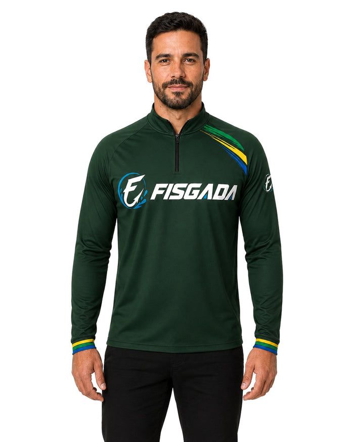 Camisa de Pesca Fisgada Team Verde Musgo UV50+ Manga Longa